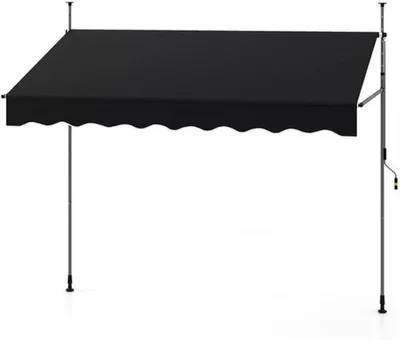Zdjęcie produktu dla Markiza balkonowa - 250 cm - Czarna - Regulowana wysokość - Odporna na promieniowanie UV - Osłona przeciwsłoneczna