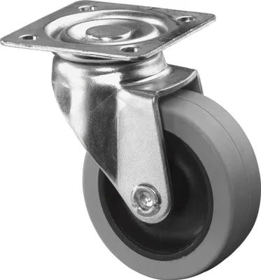 Image de BS Roulettes Roulette pivotante diamètre 50mm capacité de charge 35kg pneu plein bleu gris plaque 54x54mm - A200.A80.050