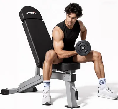 Zdjęcie produktu dla Ławka do ćwiczeń z obciążeniem - Ławka fitness - Regulowana ławka - Ławka treningowa - Sprzęt do ćwiczeń w domu - Regulowana w 6 pozycjach