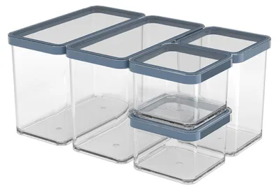 Produktbild von Rotho Vorratsdosenset 5tlg. mit Deckel Loft - Lebensmittelbehälter mit Silikondichtungsring - Frischhaltedose 30,0 x 21,0 x 15,0 cm - Vorratsbehälter Dose