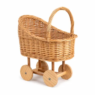 Produktbild von Vintage Rattan-Babykorb, Weidenkorb für Babys, für Babypartys, Blumenmädchenkorb, Babybedarf, Landhausdeko, Fotorequisiten, Blumenarrangements