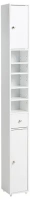 Obrázok produktu pre BELIANI – Voľne stojaca kúpeľňová skrinka, biela, MDF, 8 políc, 180 x 20 cm, moderný štýl
