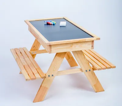 Produktbild von Sandkasten Kindersitzgruppe 4in1 Kinder Sitzgarnitur Holz Garten Bank Maltisch Natur