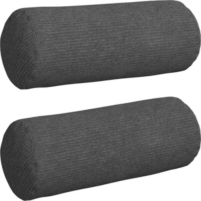 Image de vidaXL Coussin d'assise 2 pièces gris foncé Ø 15 x 40 cm Tissu velours côtelé