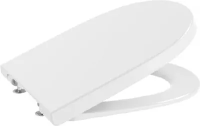 A white toilet seat is shown from a diagonal angle against a white background.