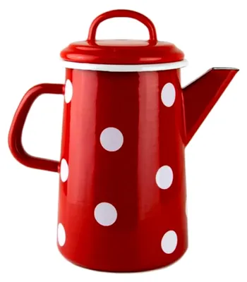 Produktbild von Mündner Emaille - Kaffeekanne und Teekanne - 1,6 Liter - Rot mit weißen Punkten