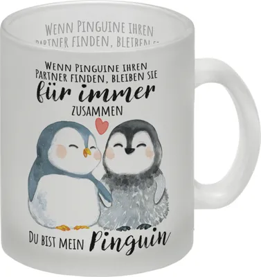 Produktbild von Pinguin Glas Tasse mit Spruch Du bist mein ewiger Pinguin