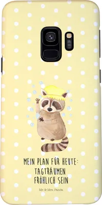 Produktbild von Mr. & Mrs. Panda Samsung Galaxy S9 Handyhülle Waschbär - Gelb Pastell - Geschenk, Tagträumen, Handy Case, Fröhlich, Seifenblasen, Waschen, Cover, Plan, Lustige Sprüche