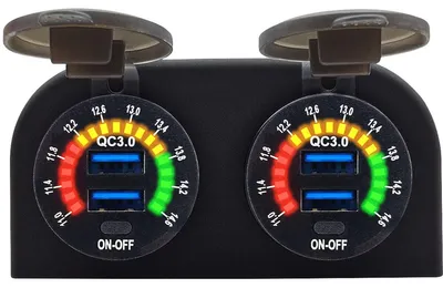 Produktbild von ProRide 12V QC3.0 USB-Ladegerät 4 Ports mit Schalter & Voltmeter