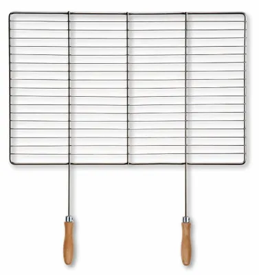 Immagine prodotto di DEOS Griglia per barbecue in acciaio inox 60 × 38 cm con manici in legno