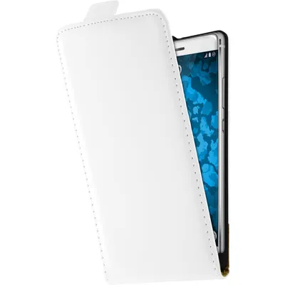 Produktbild von PhoneNatic Kunst-Lederhülle kompatibel mit Huawei P9 - Flip-Case weiß + 2 Schutzfolien