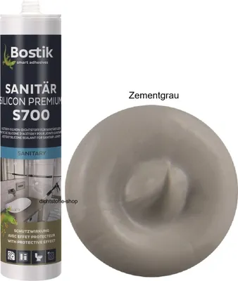 Produktbild von Bostik S700 Sanitärsilicon Premium 300ml Kartusche 1K Silikon Fugen Dichtstoff Zementgrau