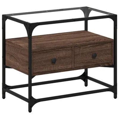 Produktbild von vidaXL TV-Schrank mit Glasplatte Braun Eiche 60x35x51 cm Holzwerkstoff