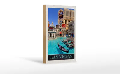 Produktbild von Holzschild Reise 12x18 cm Las Vegas Bootstour USA Casino Amerika