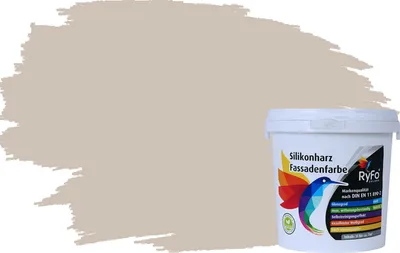 Produktbild von RyFo Colors Silikonharz Fassadenfarbe Lotuseffekt Trend Kaschmirgrau 1l - bunte Fassadenfarbe, weitere Grau Farbtöne und Größen erhältlich, Deckkraft Klasse 1