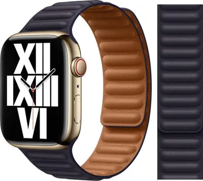 Image de Bracelet Apple Leather Link pour Apple Watch | 44/45/46/49 mm - Taille M/L - Ink