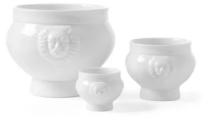 Produktbild von 4x Suppenschüssel / Suppentasse Löwenkopf, Porzellan, weiß, 0,5L, Ø 13,8 cm