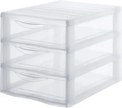 Obrázek produktu pro Plastový zásuvkový úložný box - Úložná věž se zásuvkami - Úložný systém do kanceláře - Stohovatelný design - Formát A4 - Průhledný
