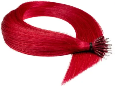 Immagine prodotto di hair2heart Premium Nanoring Extended capelli umani lisci - 25 ciocche 0,8g 50cm 0/44 rosso intenso