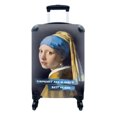 Produktbild von MuchoWow® Koffer Handgepäck Trolley Rollkoffer Kleine Reisekoffer mit 4 Rollen - Vermeer - Das Mädchen mit dem Perlenohrring - Zitat - Cabin Size < 55x40x23 cm & 55x40x20 cm - Fotokoffer - Kabinenkoffer - Boardgepäck - Reise-Box - Reisekoffer - Reisegepäck - Koffer mit Bild - Trolley für Kinder