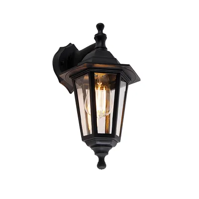 Zdjęcie produktu dla Klasyczna lampa ścienna zewnętrzna czarna IP44 - New Haven