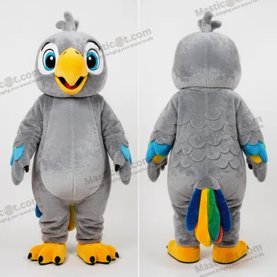 Produktbild von Grauer MASTICOT Cartoon-Papagei-Maskottchen