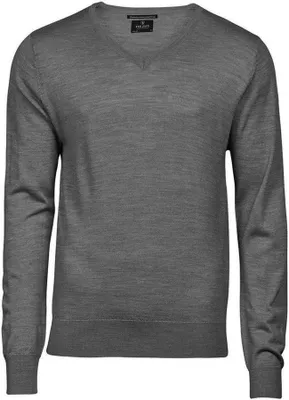 Image de Tee Jays Pull col V Mérinos Hommes PC3421 (XL) (Gris chiné)