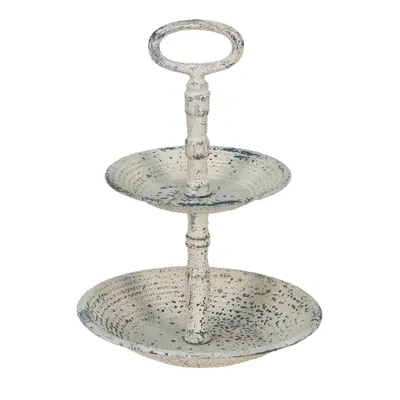 Produktbild von Clayre & Eef 2-Schicht-Etagere Ø 19x27 cm Beige Eisen