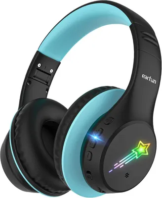 Produktbild von EarFun Bluetooth Kopfhörer Kinder, 5 LED-Beleuchtungsmodi, 74/85/94 dBA Lautstärkebegrenzung, 90 Std Akku, Hi-Fi Klang, HD-Mikrofon, Bluetooth 5.4