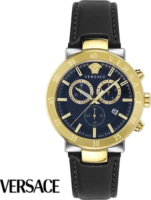 Produktbild von Versace VEPY00320 Urban Mystique blau silber gold schwarz Leder Herren Uhr NEU