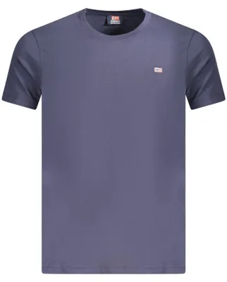 Produktbild von Herren Kurzarm T-Shirt Blau mit Rundhals und Applikation