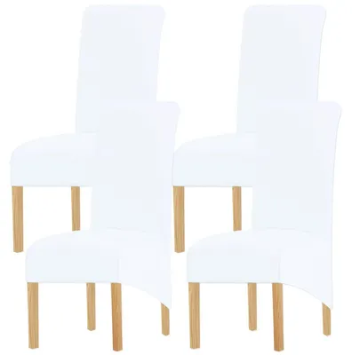 Produktbild von XL Stuhlhussen Hohe Rückenlehne Elasthan Esszimmer 4er Set Weiß
