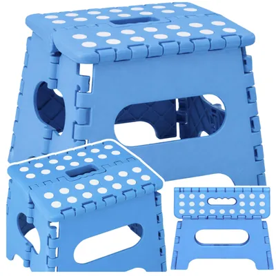Image de Tabouret pliant, repose-pieds, antidérapant, bleu, 24 x 19 cm