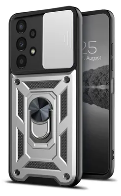 Produktbild von Armor Handyhülle für Samsung Galaxy A33 5G mit 9H Displayglas Displayschutz Kameraschutz Handy Panzer Case Cover Schutzhülle Outdoor Farbe: Silber