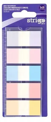 Obrázok produktu pre Indexovacie záložky s pravítkom 45 x 20, 5 farieb, 100 ks – Strigo
