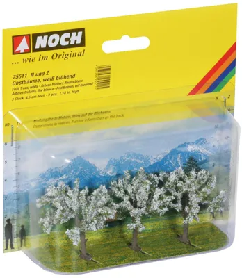 3 Obstbäume weiß, 4,5 cm, für Modellbau N/Z
