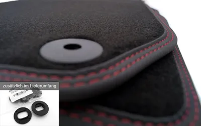 Immagine prodotto di Tappetini adatti per VW Golf 4 Bora New Beetle GTI Tappetini per auto in velluto premium in 4 pezzi, doppia cucitura rossa, incl. fissaggio originale