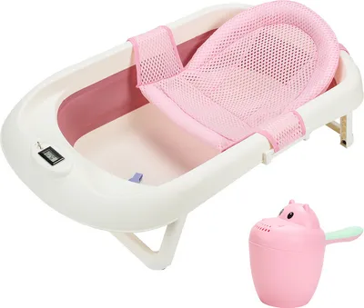 Produktbild von TolleTour Baby Badewanne Babywanne Rutschfest mit Sicherheitsnetz 3 in 1 mit Abfluss Wanne Tragbare