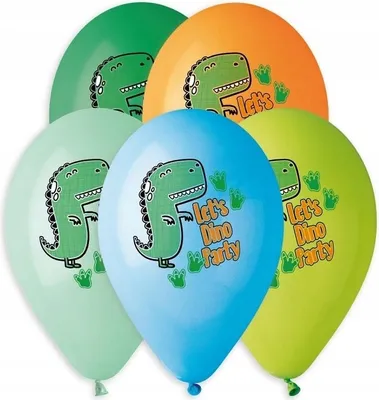 Produktbild von Premium Helium-Luftballons „Let's Dino Party“, 13 Zoll/ 5 Stück