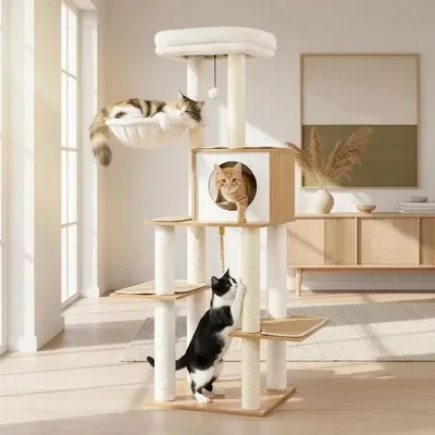 Produktbild von 148 CM hoher Katzenbaum mit Sisal-Kratzsäulen