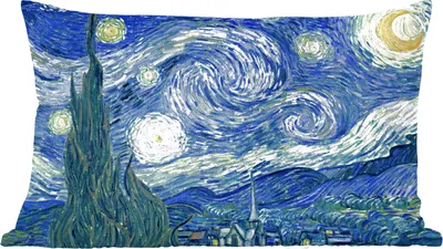 Produktbild von MuchoWow® Zierkissen Sofakissen Wohnzimmer Dekokissen 50x30 cm Sternennacht - Gemälde - Alte Meister - Vincent van Gogh - Wohnzimmerdekoration - Polster mit Photo
