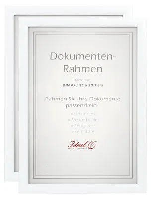 Produktbild von 2er 3er 5er 10er Pack Dokument Bilderrahmen 21x29,7 DIN A4 Urkunde Foto Rahmen - Farbe: 2er Pack Weiß