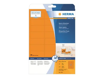 Immagine prodotto di Etichette A4 arancio neon 63,5x29,6 mm carta opaca 540 pz.