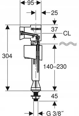 Obrázek produktu pro Geberit Plnicí ventil 3/8'' Typ 340 136.708.00.1