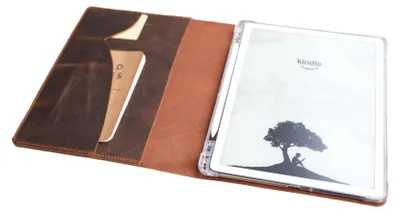 Produktbild von Echtleder Folio-Hülle für Kindle Scribe 11 Zoll mit Stifthalter und Kartenfächern