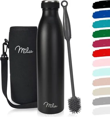 Produktbild von Famanu Thermosflasche | 350ml 500ml 750ml 1L 1,5L | Isolierte Edelstahl-Thermoskanne | Auslaufsichere Doppelwandige Thermoflasche für Heiße und Kalte