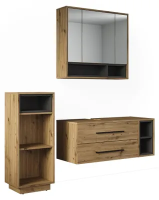 Image de Meubles bain Vicco Beatrice Chêne Artisan/Anthracite 3 pièces, Model 71989