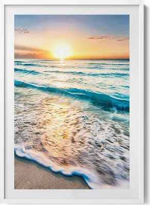 Produktbild von Strand Meersand– Wandbild mit Rahmen – Gerahmtes Bild  – Wanddekoration – 70x100 cm –  Weiß Rahmen