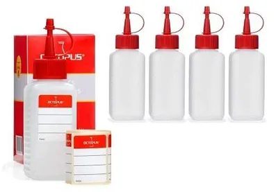 Zdjęcie produktu dla Butelki plastikowe hdpe 100 ml zestaw 5 szt czerwone dozowniki
