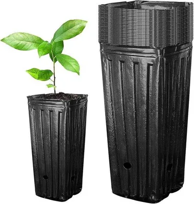 Image de Lot de pots de culture en plastique - 20 pièces - Ø 9 cm - 20 cm - pour l'intérieur et l'extérieur - plusieurs trous de drainage